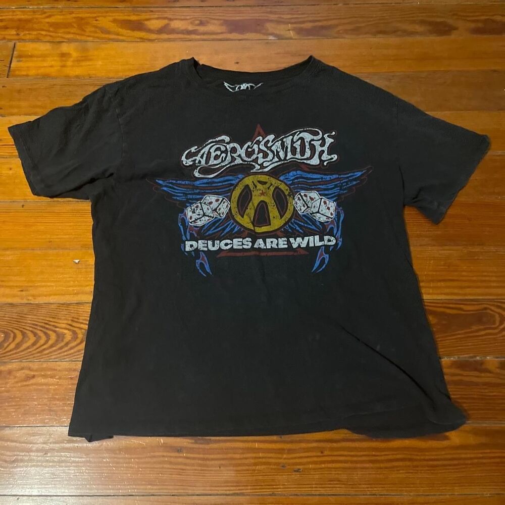 Aerosmith Men's Black and Grey T-shirt